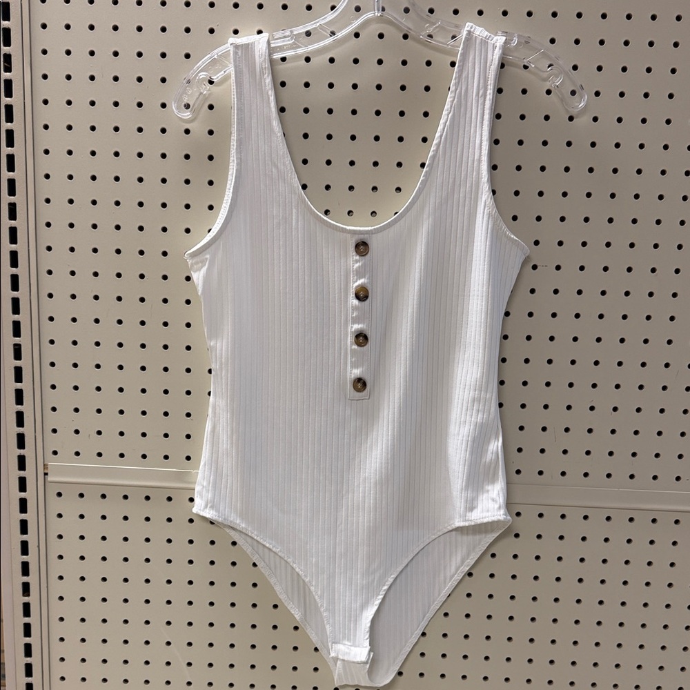 H&M White Ribbed Bodysuit